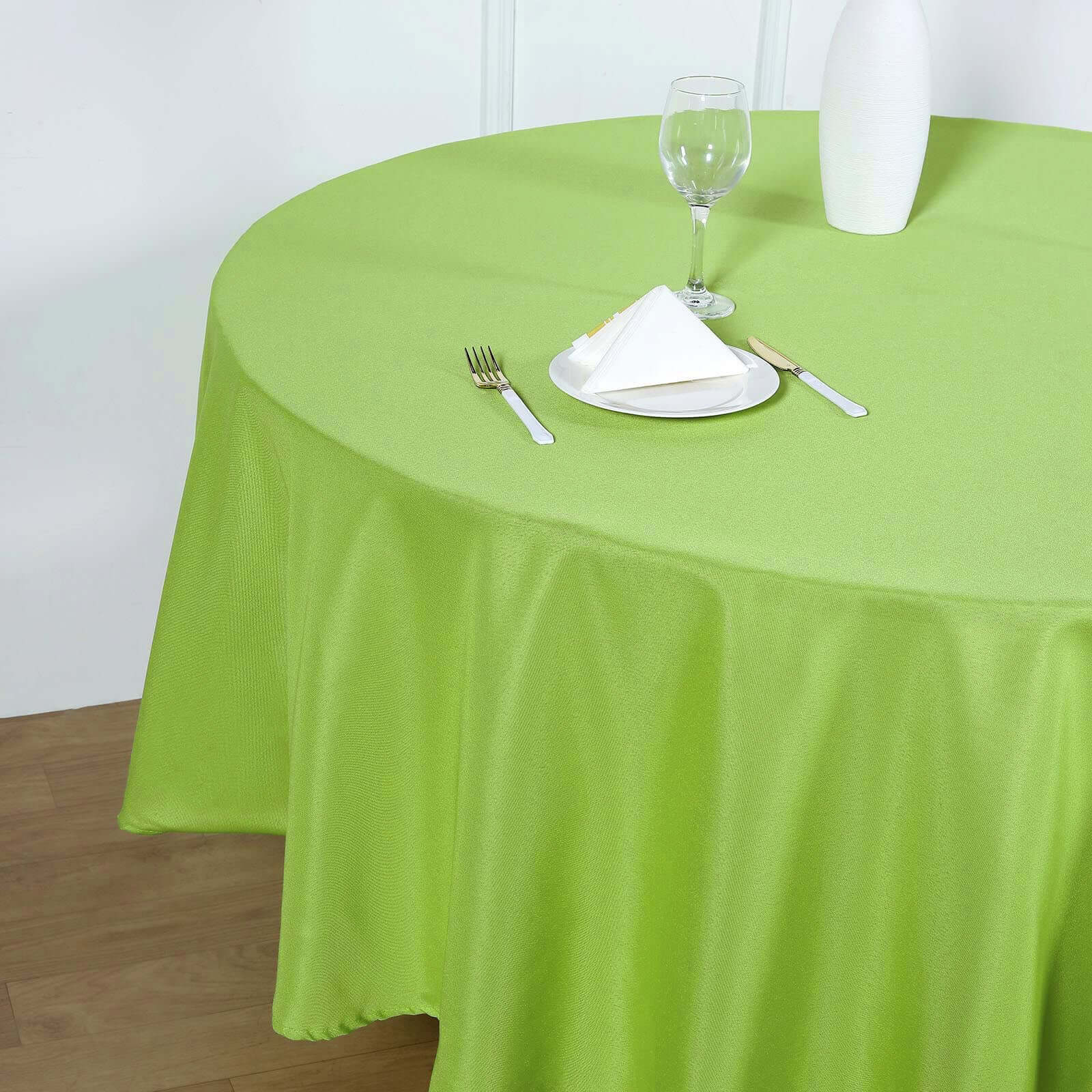 Polyester 90" Round Tablecloth Apple Green - Stain & Wrinkle-Resistant Table Cover