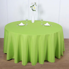 Polyester 120" Round Tablecloth Apple Green - Seamless Wrinkle-Resistant Table Cover