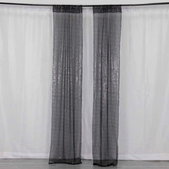2 Pack Black Sequin Event Curtain Drapes with Rod Pockets, Seamless Backdrop Event Panels - 8ftx2ft