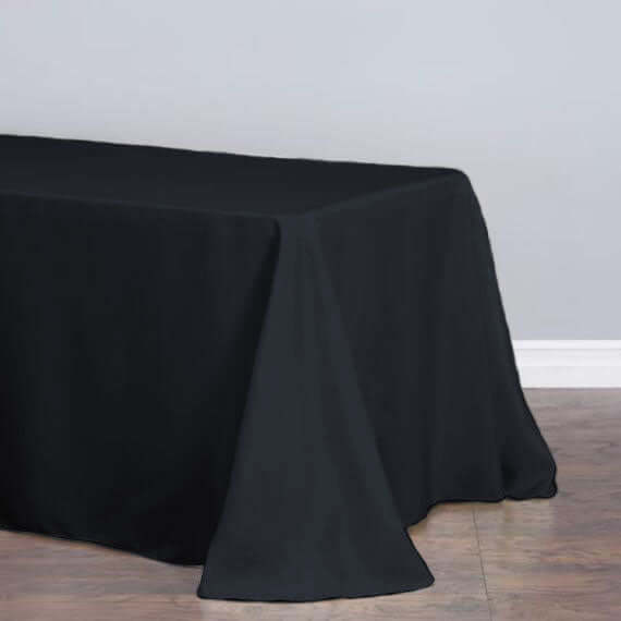Polyester 90"x156" Rectangle Tablecloth Black - Rounded Corners and Seamless Table Cover