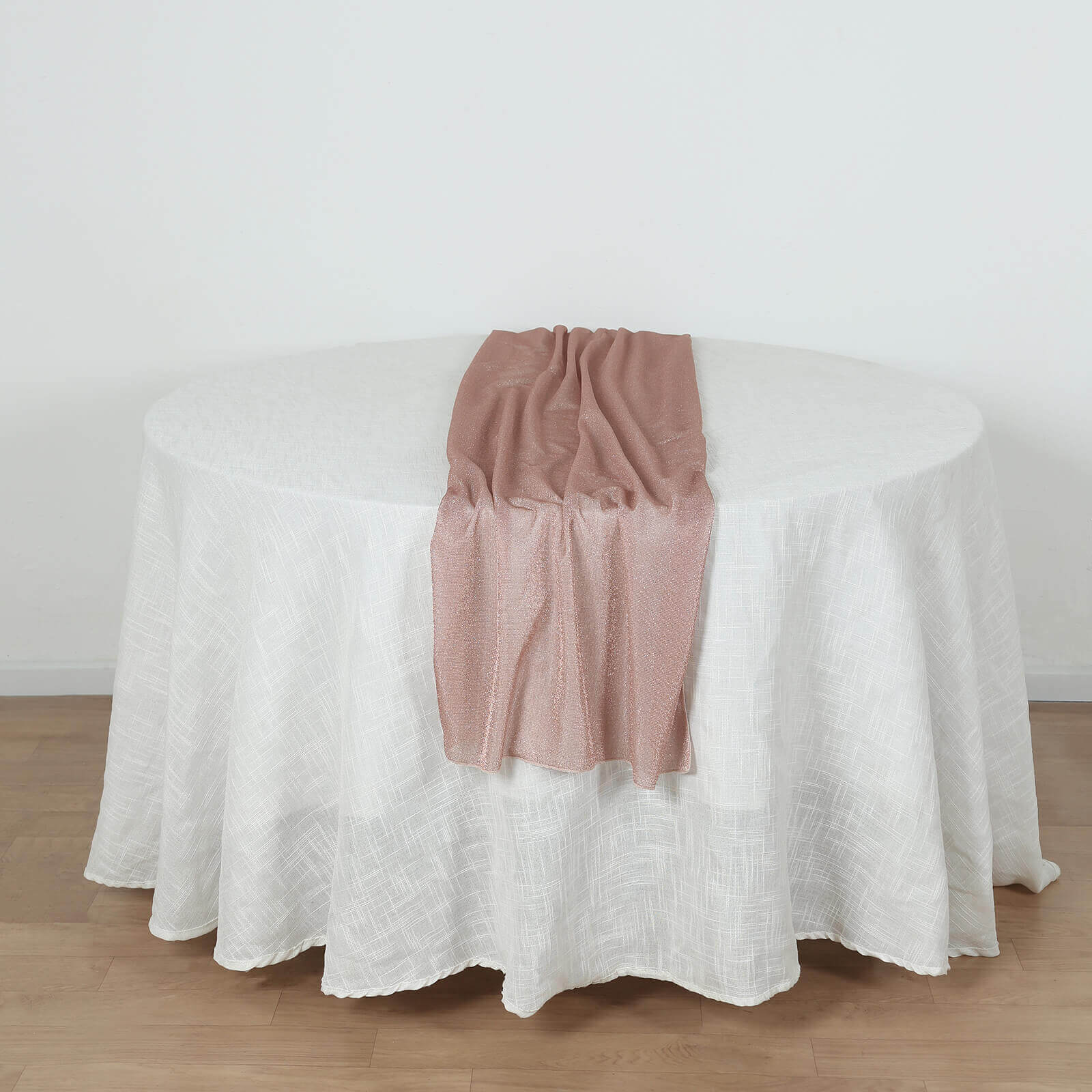 Glitter Gauze 27"x120" Table Runner Rose Gold - Sparkling Reusable Sheer Table Linen