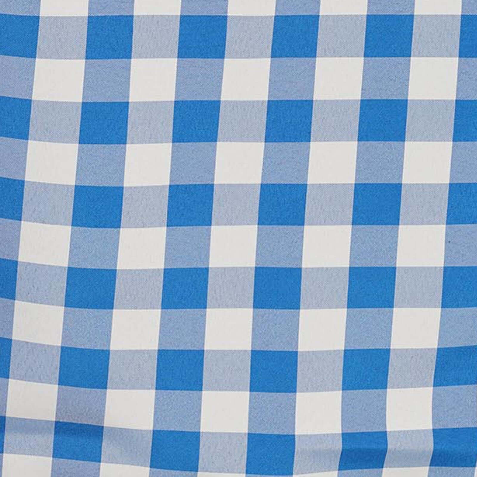 Polyester 70"x70" Table Overlay Square Tablecloth White/Blue - Checkered Buffalo Plaid Table Topper