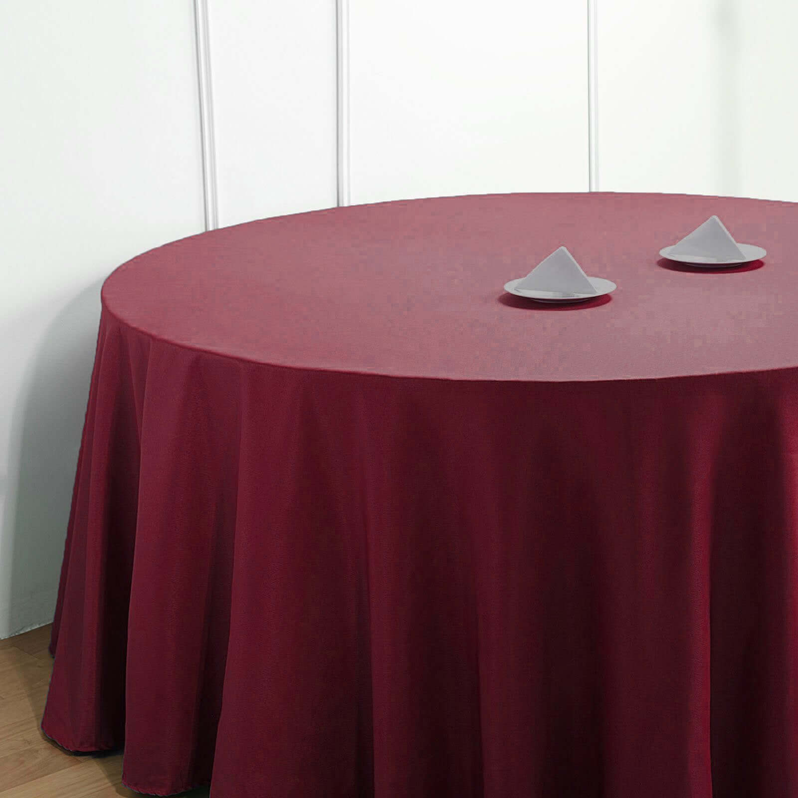 Polyester 132" Round Tablecloth Burgundy - Seamless Chic Design Table Cover