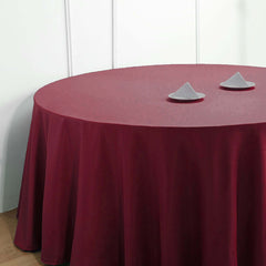Polyester 132" Round Tablecloth Burgundy - Seamless Chic Design Table Cover