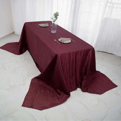 Taffeta 90"x156" Rectangle Tablecloth Burgundy - Accordion Crinkle Seamless Table Cover