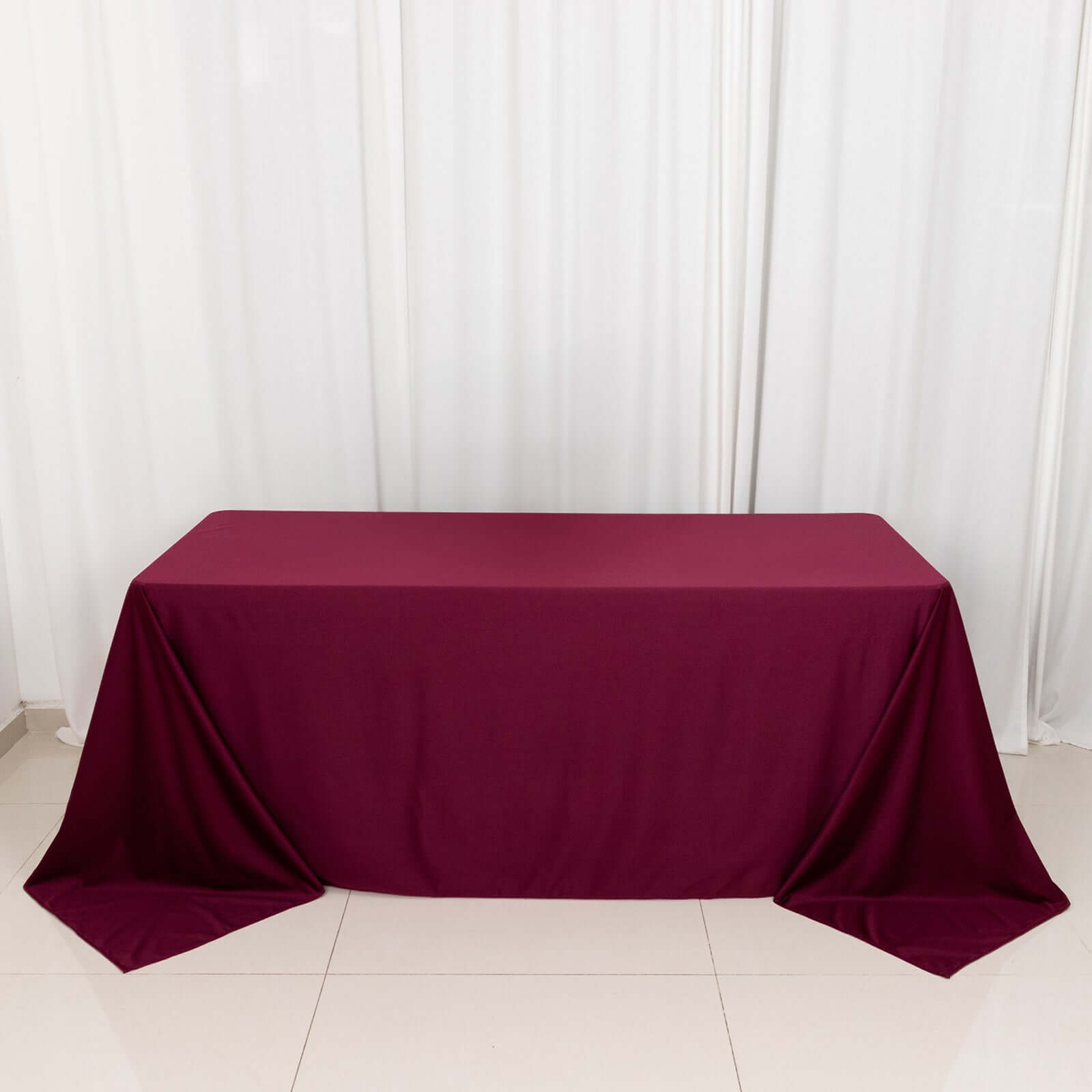Scuba Rectangular 90"x132" Tablecloth Burgundy - Wrinkle Free, Stain Resistant & Seamless Table Cover