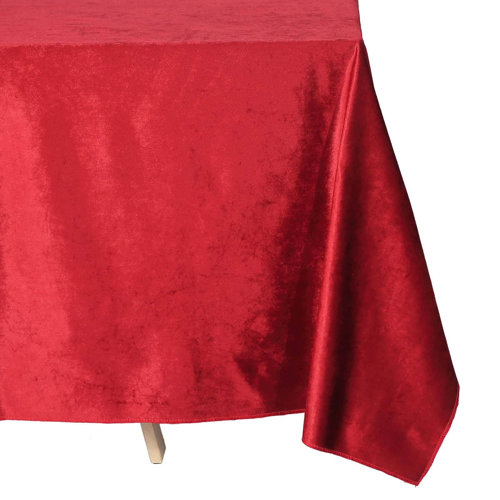 Premium Velvet 90"x132" Rectangle Tablecloth Burgundy - Reusable Soft & Seamless Table Cover