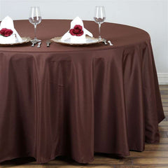Polyester 132" Round Tablecloth Chocolate - Seamless Chic Table Cover