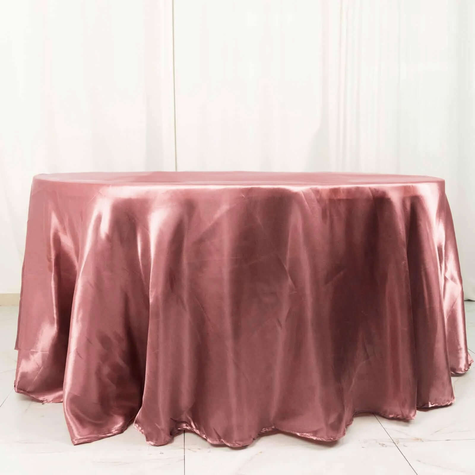 Satin 120" Round Tablecloth Cinnamon Rose - Stylish Seamless Table Cover
