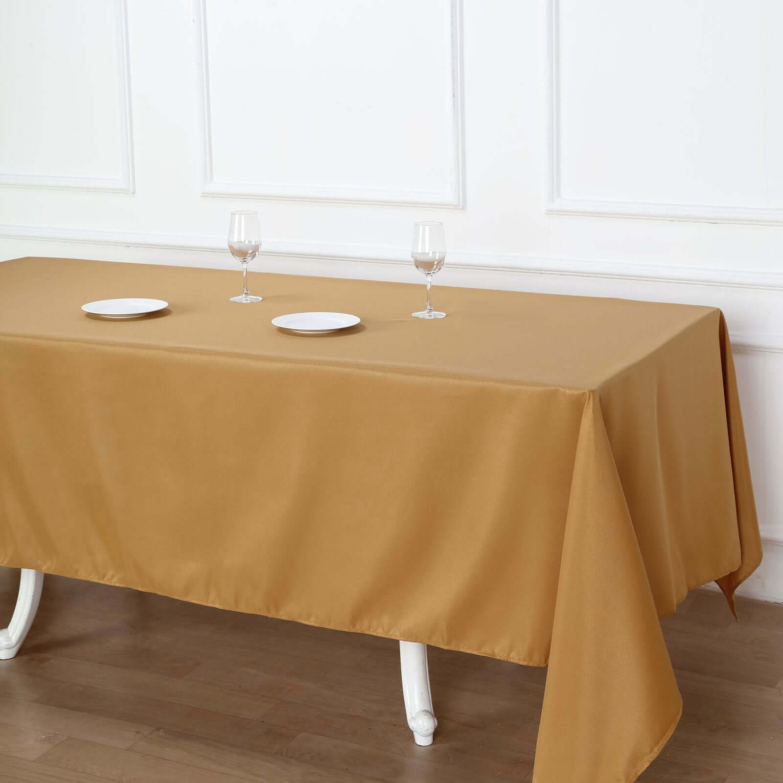 Polyester 72"x120" Rectangle Tablecloth Gold - Durable and Stylish for Events