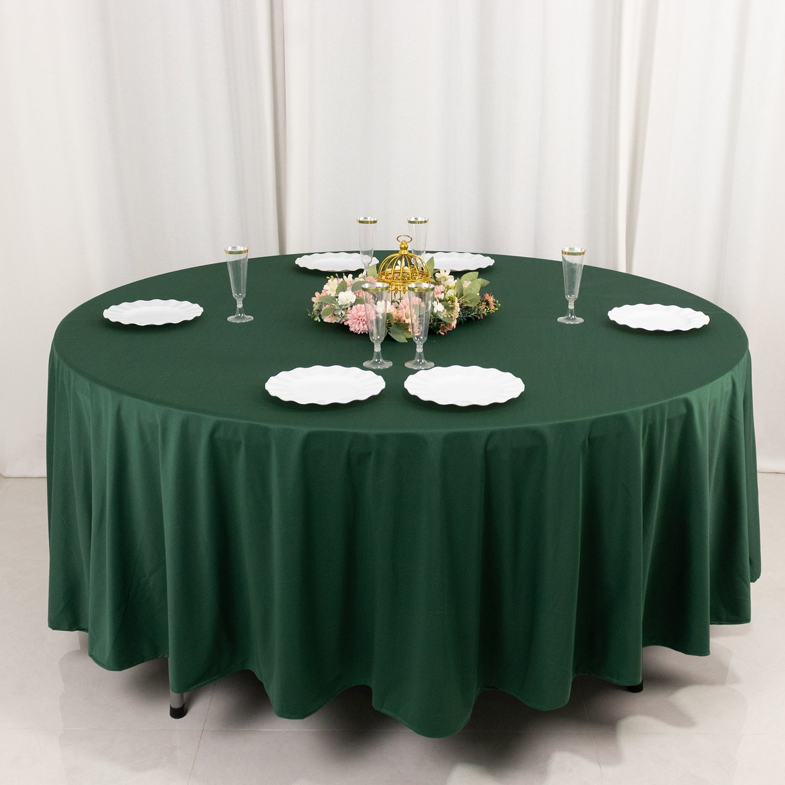 Scuba Round 108" Tablecloth Hunter Emerald Green - Wrinkle Free & Stain Resistant Table Cover