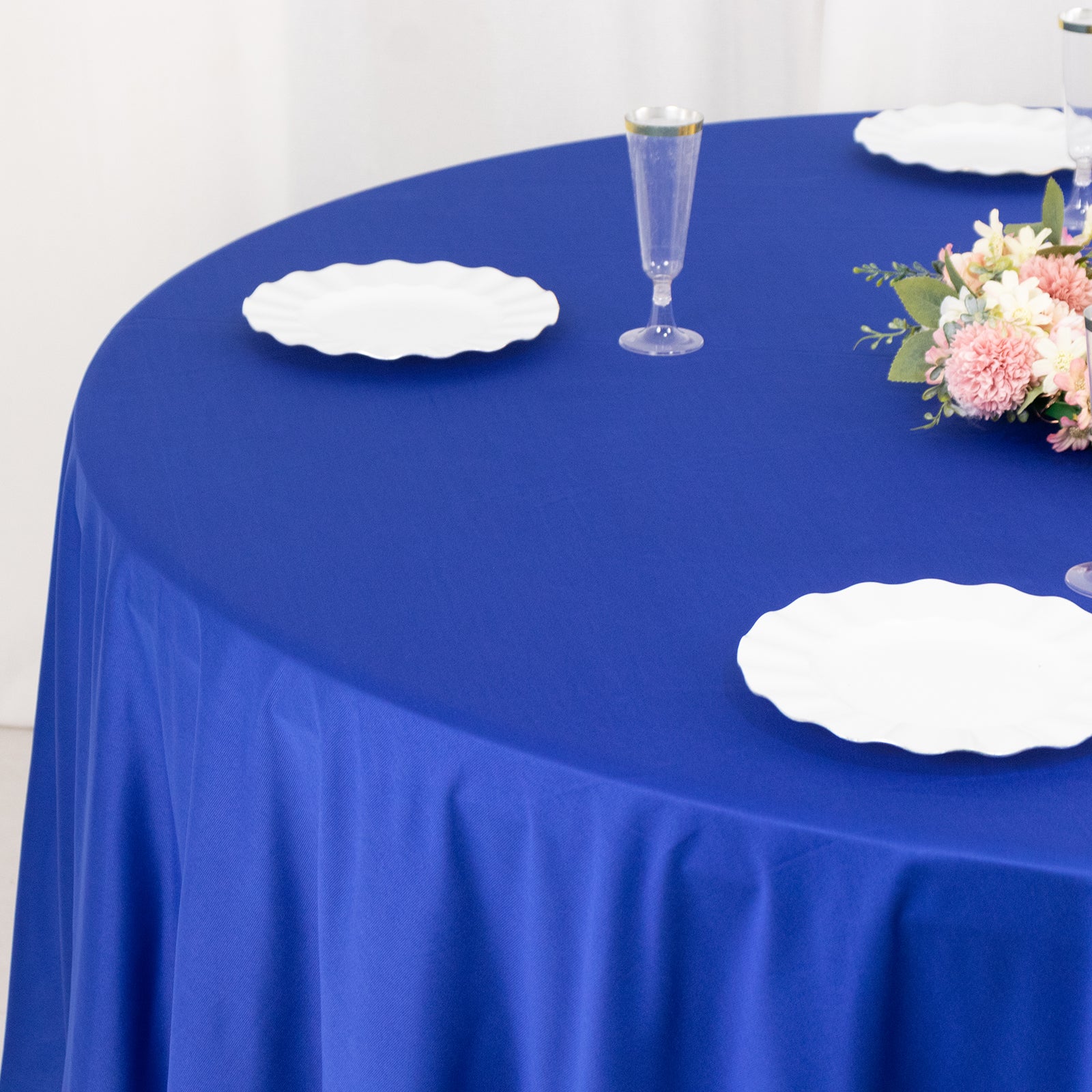 Scuba Round 108" Tablecloth Royal Blue - Wrinkle Free & Stain Resistant Table Cover