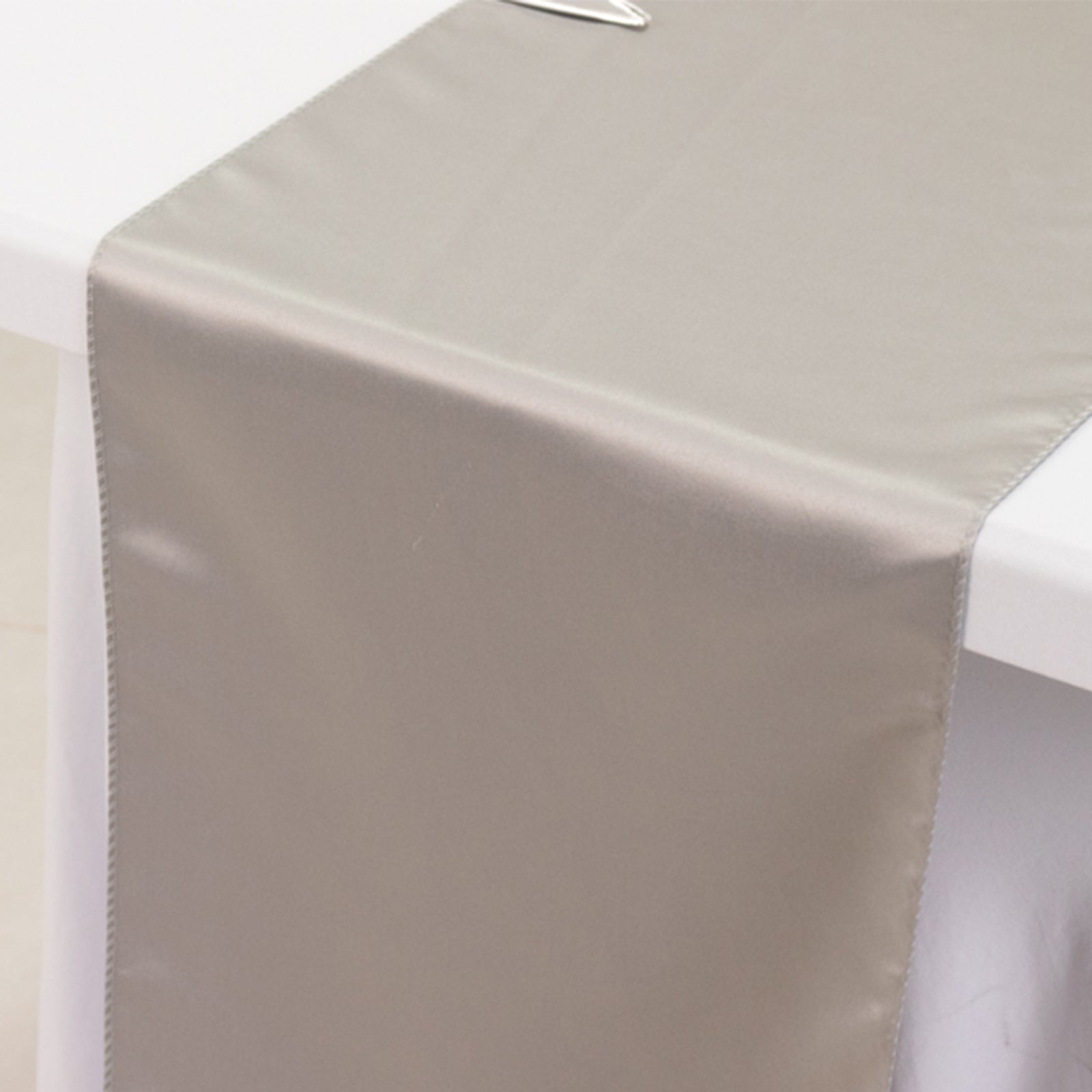 Lamour Satin 12"x108" Table Runner Silver - Smooth & Lustrous Finish