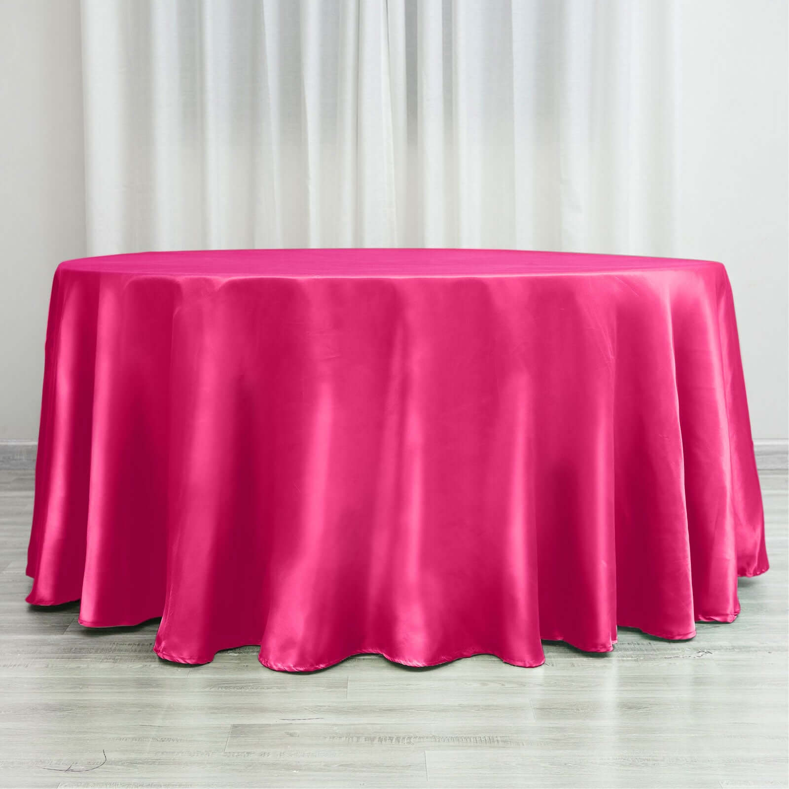 Satin 120" Round Tablecloth Fuchsia - Stylish Seamless Table Cover