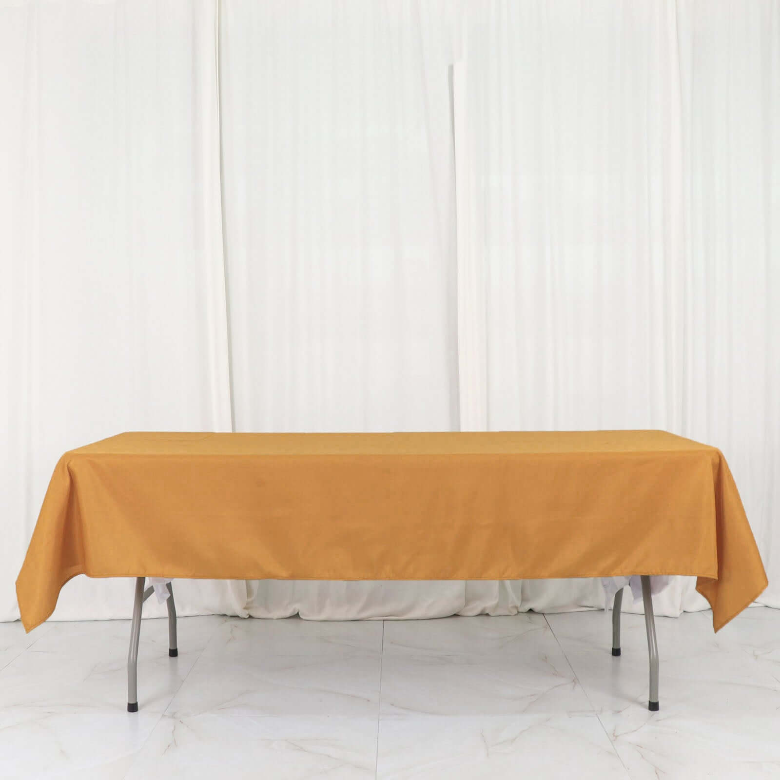 Polyester 54"x96" Rectangle Tablecloth Gold - Wrinkle-Resistant & Easy-to-Care Table Cover for Weddings & Events