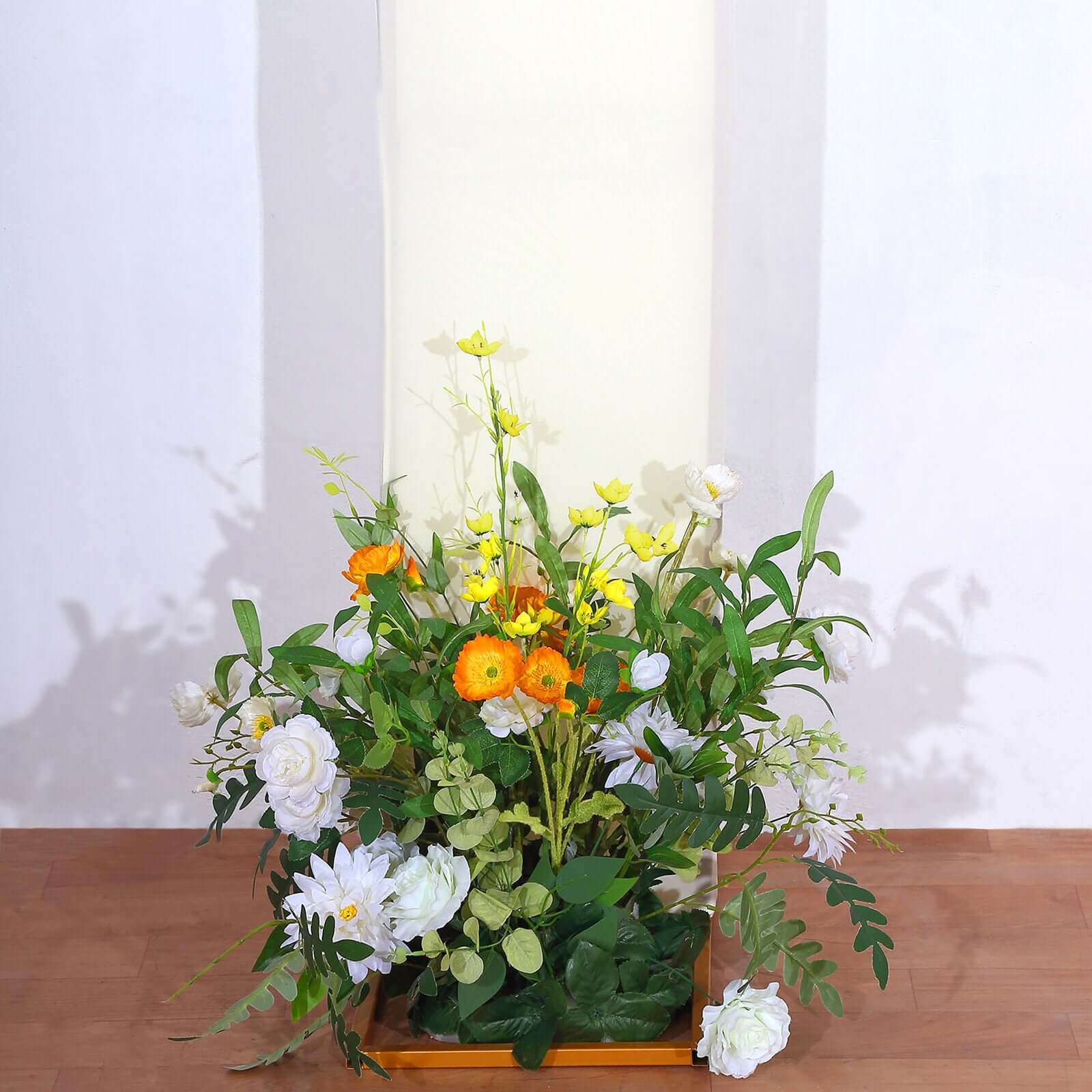 8ft Ivory Spandex Fitted Open Arch Wedding Arch Cover, Double-Sided U-Shaped Backdrop Slipcover