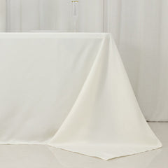 Fire Retardant Premium Polyester 90"x132" Rectangular Tablecloth Ivory - High-Performance Seamless Table Cover
