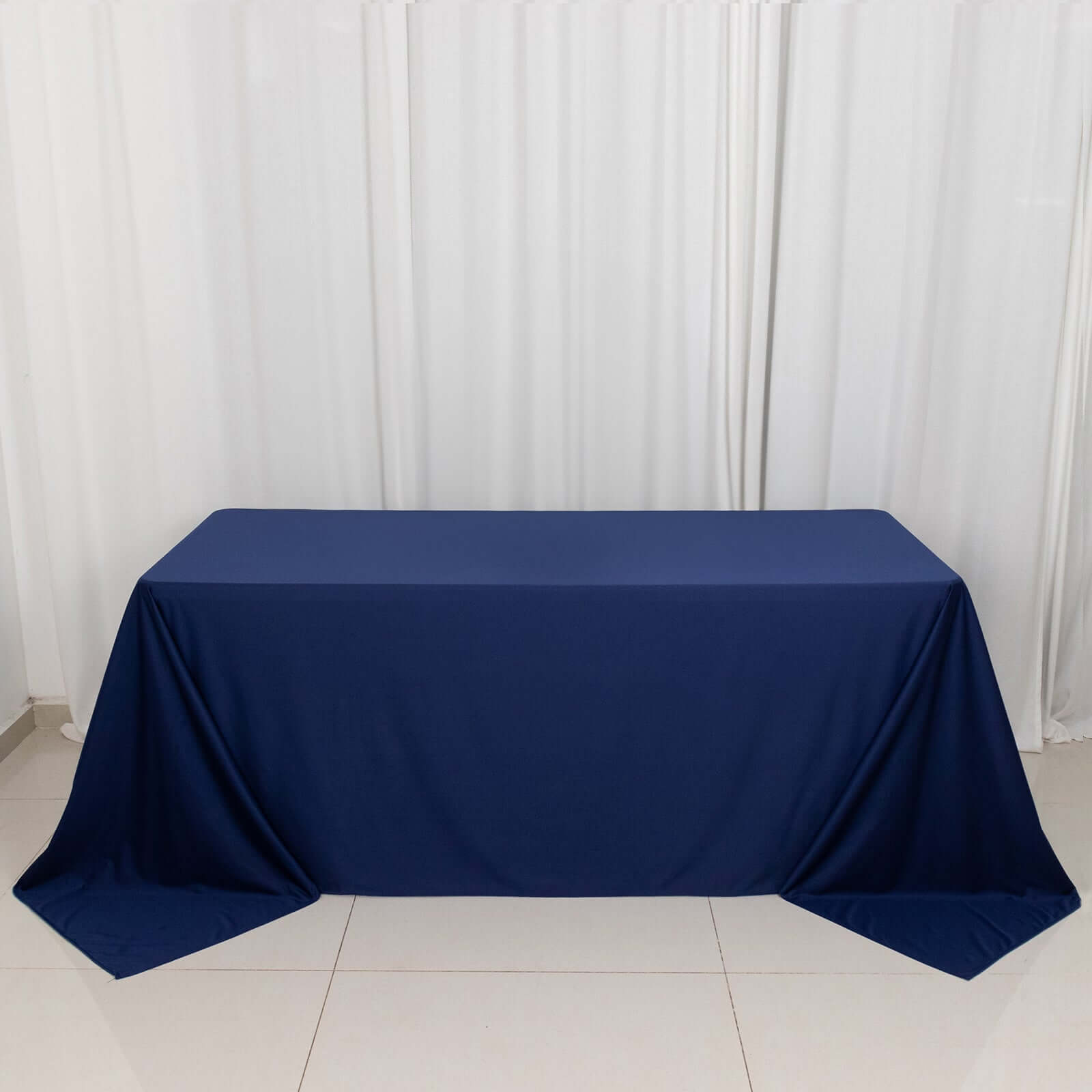 Scuba Rectangular 90"x132" Tablecloth Navy Blue - Wrinkle Free, Stain Resistant & Seamless Table Cover