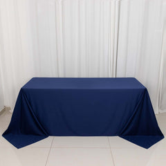Scuba Rectangular 90"x132" Tablecloth Navy Blue - Wrinkle Free, Stain Resistant & Seamless Table Cover
