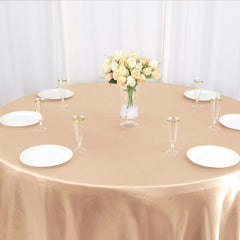 Satin 120" Round Tablecloth Nude - Stylish Seamless Table Cover