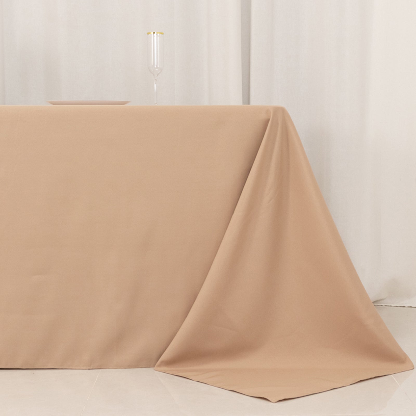 Premium Polyester 90"x156" Rectangle Tablecloth Nude - Seamless 220GSM Stain-Resistant Table Cover