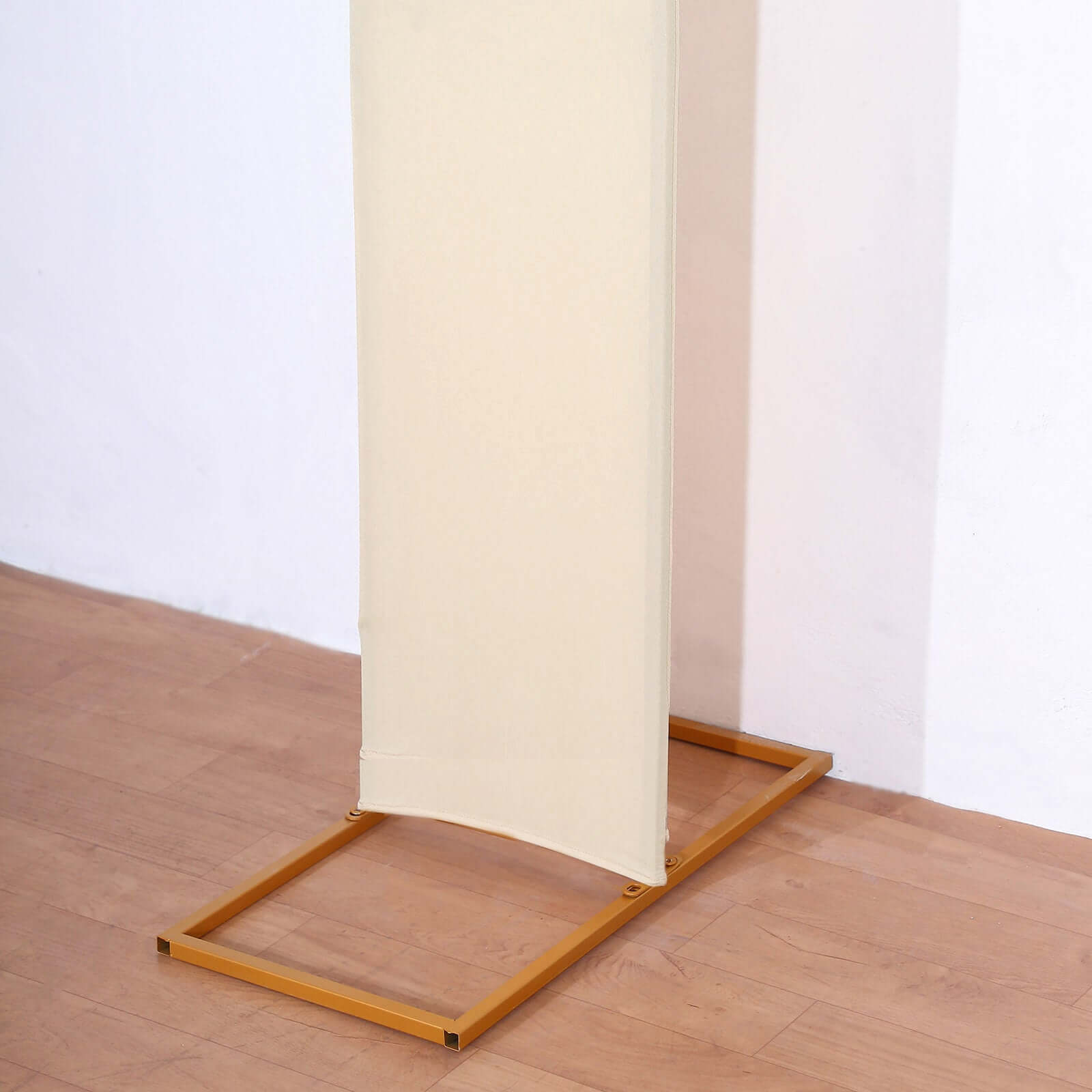 8ft Beige Spandex Fitted Open Arch Wedding Arch Cover, Double-Sided U-Shaped Backdrop Slipcover