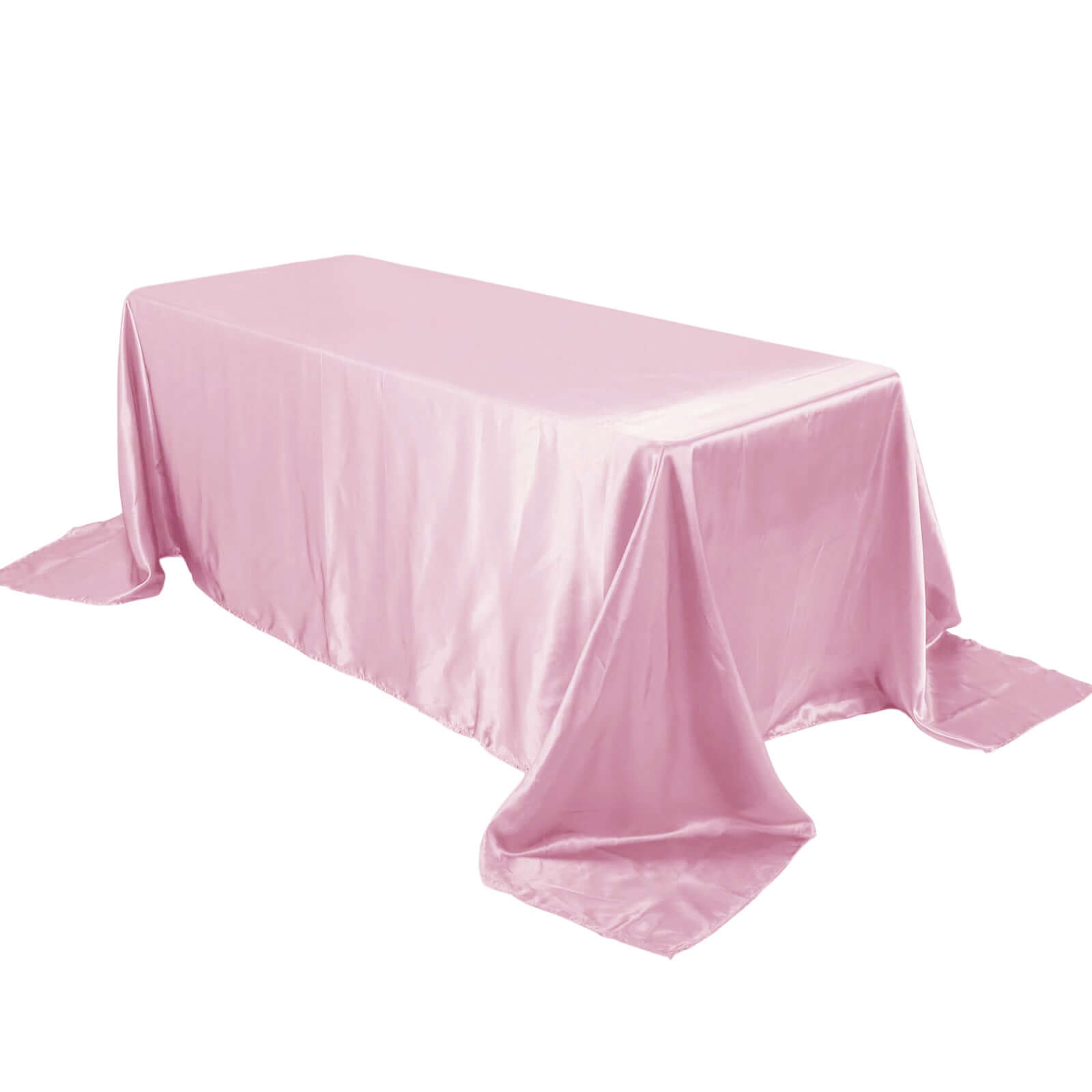 Satin Rectangular 90"x132" Tablecloth Pink - Seamless Table Cover