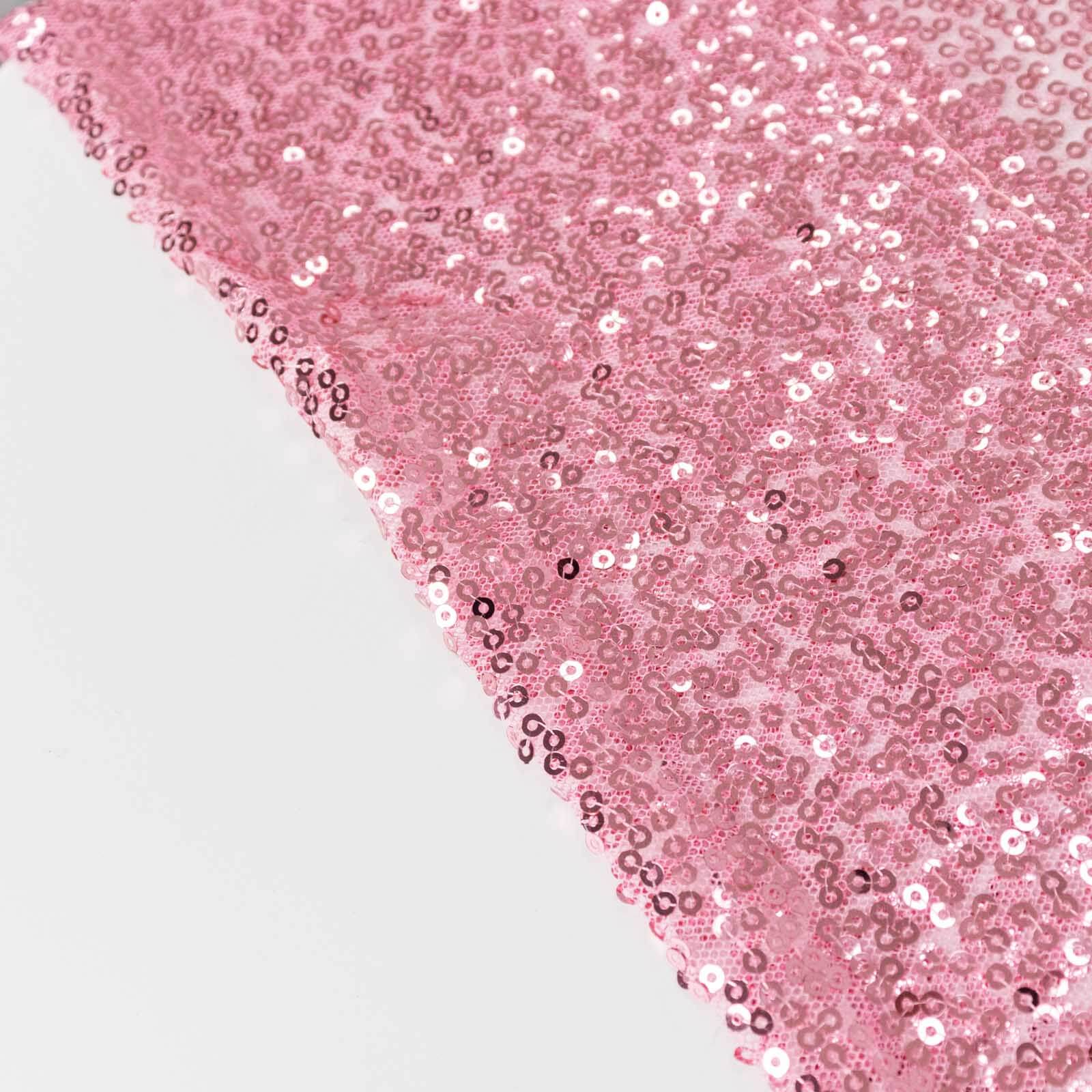 2 Pack Pink Sequin Event Curtain Drapes with Rod Pockets, Seamless Backdrop Event Panels - 8ftx2ft