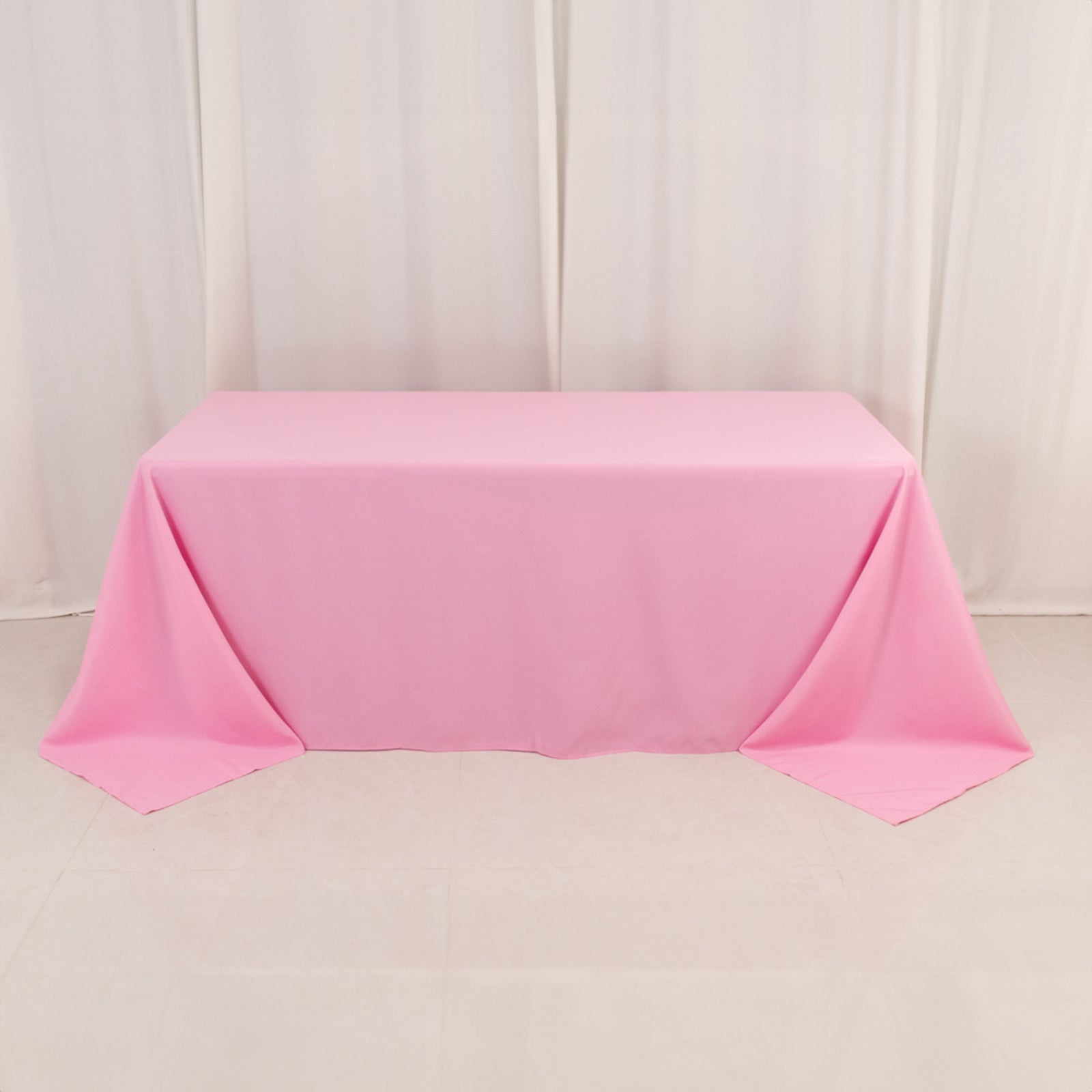Premium Polyester 90"x132" Rectangle Tablecloth Pink - Seamless 220GSM Stain-Resistant Table Cover