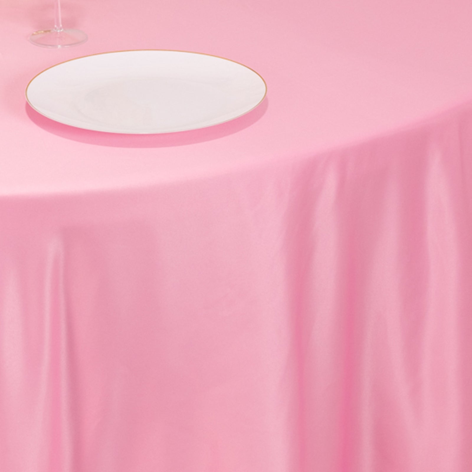 Lamour Satin 120" Round Tablecloth Pink - Seamless Table Cover with Soft Tempered Sheen