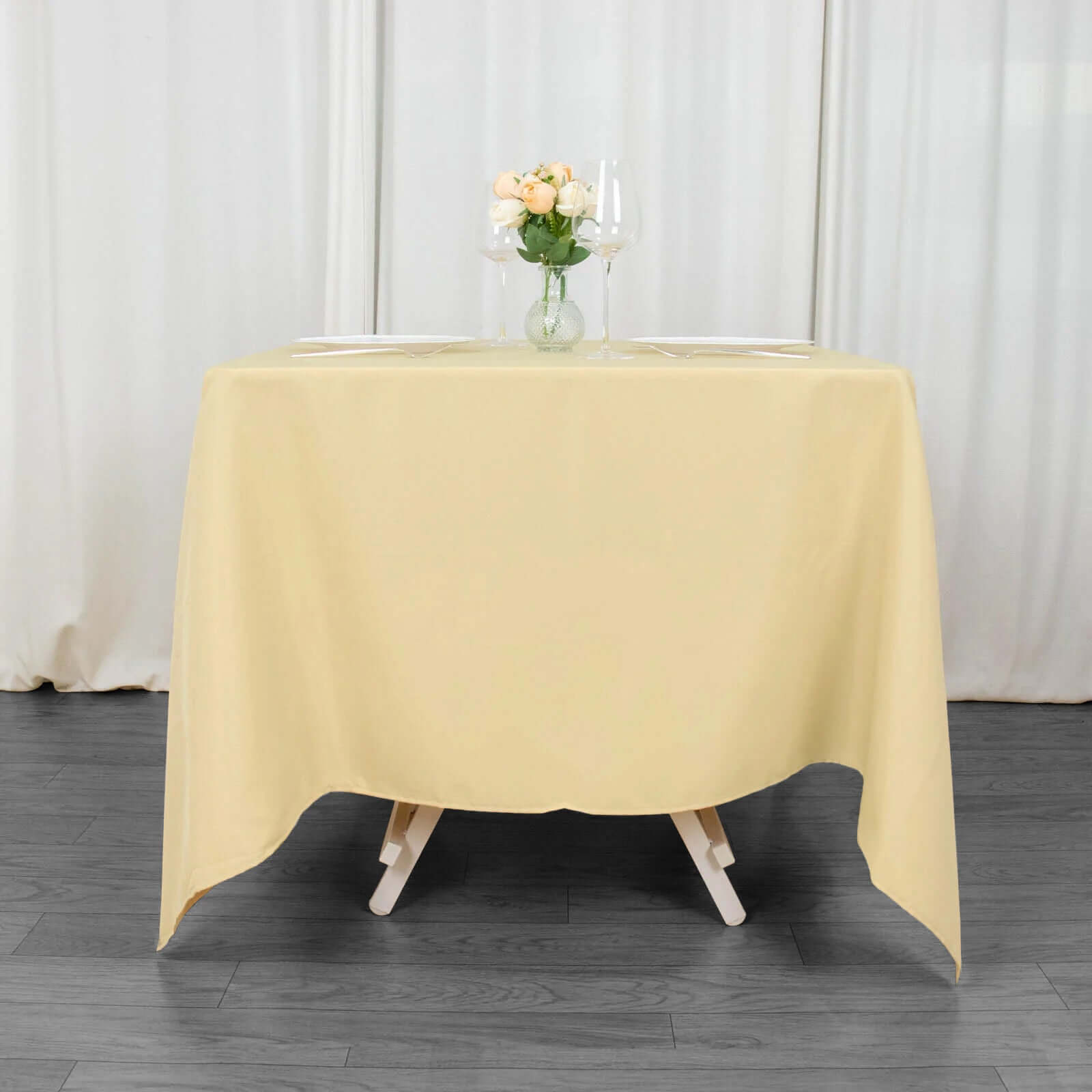 Premium Polyester Square Tablecloth 70"x70" Champagne 220GSM Wrinkle-Resistant Table Cover