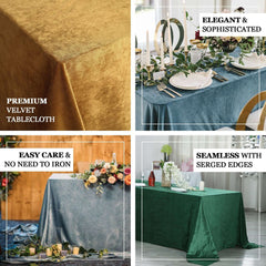 Premium Velvet 90"x156" Rectangle Tablecloth Dusty Blue - Reusable Soft & Seamless Table Cover
