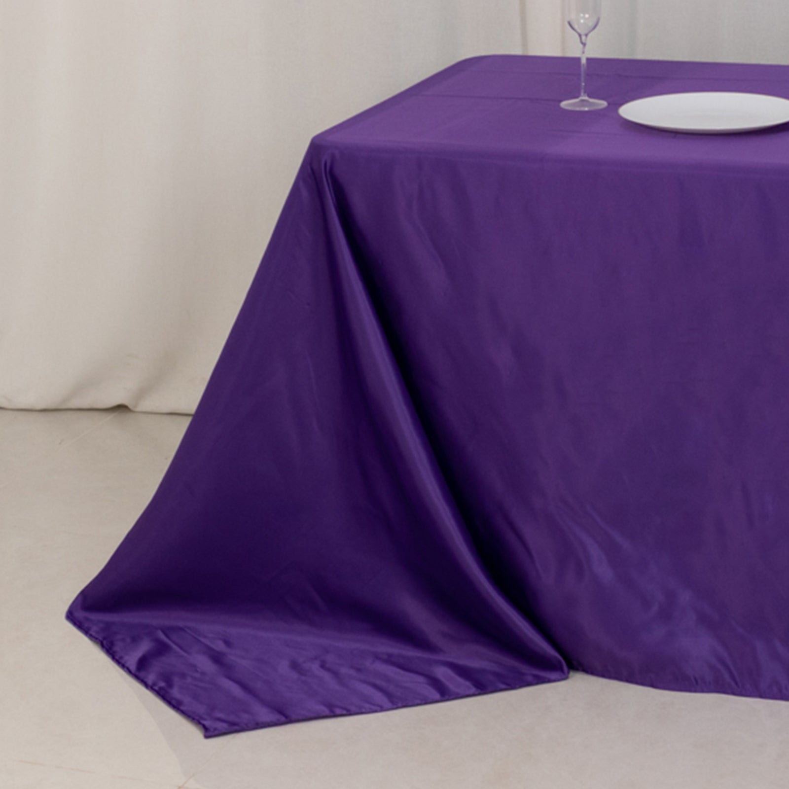 Lamour Satin 90"x156" Rectangle Tablecloth Purple - Luxurious, Soft Seamless Table Cover