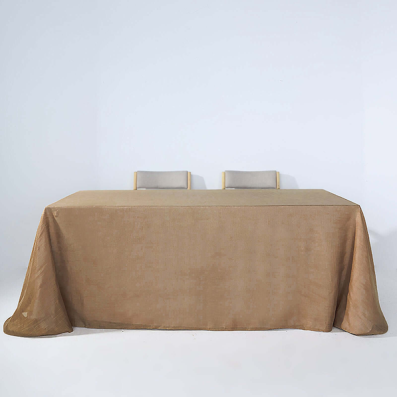 Faux Linen 90"x132" Rectangular Tablecloth Natural - Slubby Texture Wrinkle-Resistant Seamless Table Cover