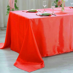 Satin Rectangular 90"x156" Tablecloth Red - Seamless Table Cover