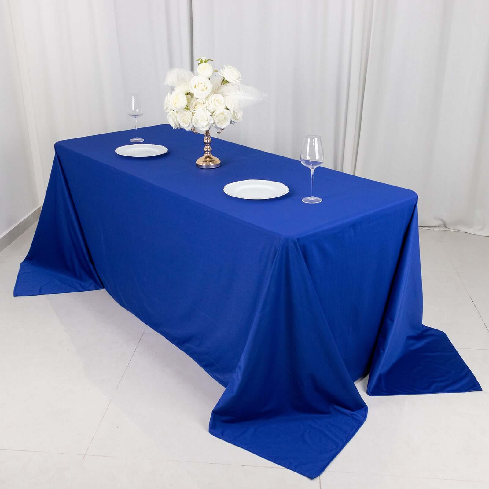 Scuba Rectangular 90"x132" Tablecloth Royal Blue - Wrinkle Free, Stain Resistant & Seamless Table Cover