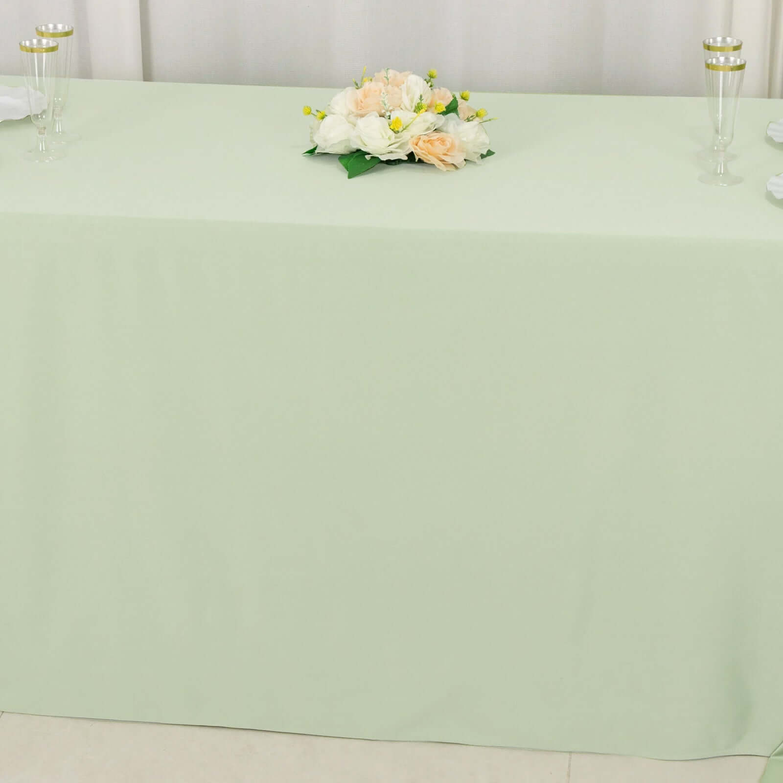 Scuba Rectangular 90"x156" Tablecloth Sage Green - Wrinkle Free, Stain Resistant & Seamless Table Cover