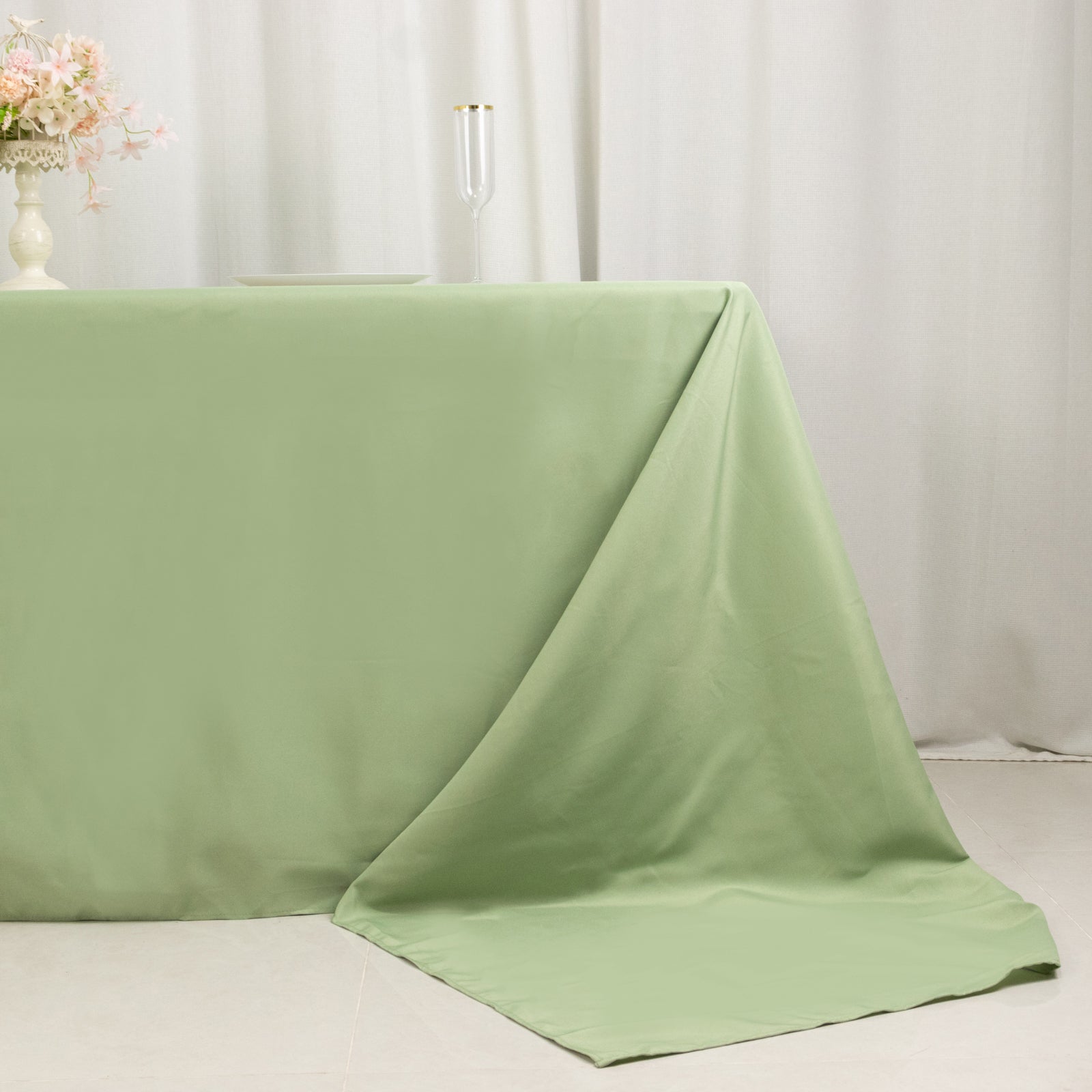 Premium Polyester 90"x156" Rectangle Tablecloth Sage Green - Seamless 220GSM Stain-Resistant Table Cover