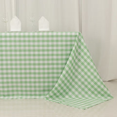 Polyester 90"x132" Rectangle Tablecloth White/Sage Green - Seamless Checkered Buffalo Plaid Table Cover
