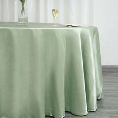 Satin 120" Round Tablecloth Sage Green - Stylish Seamless Table Cover