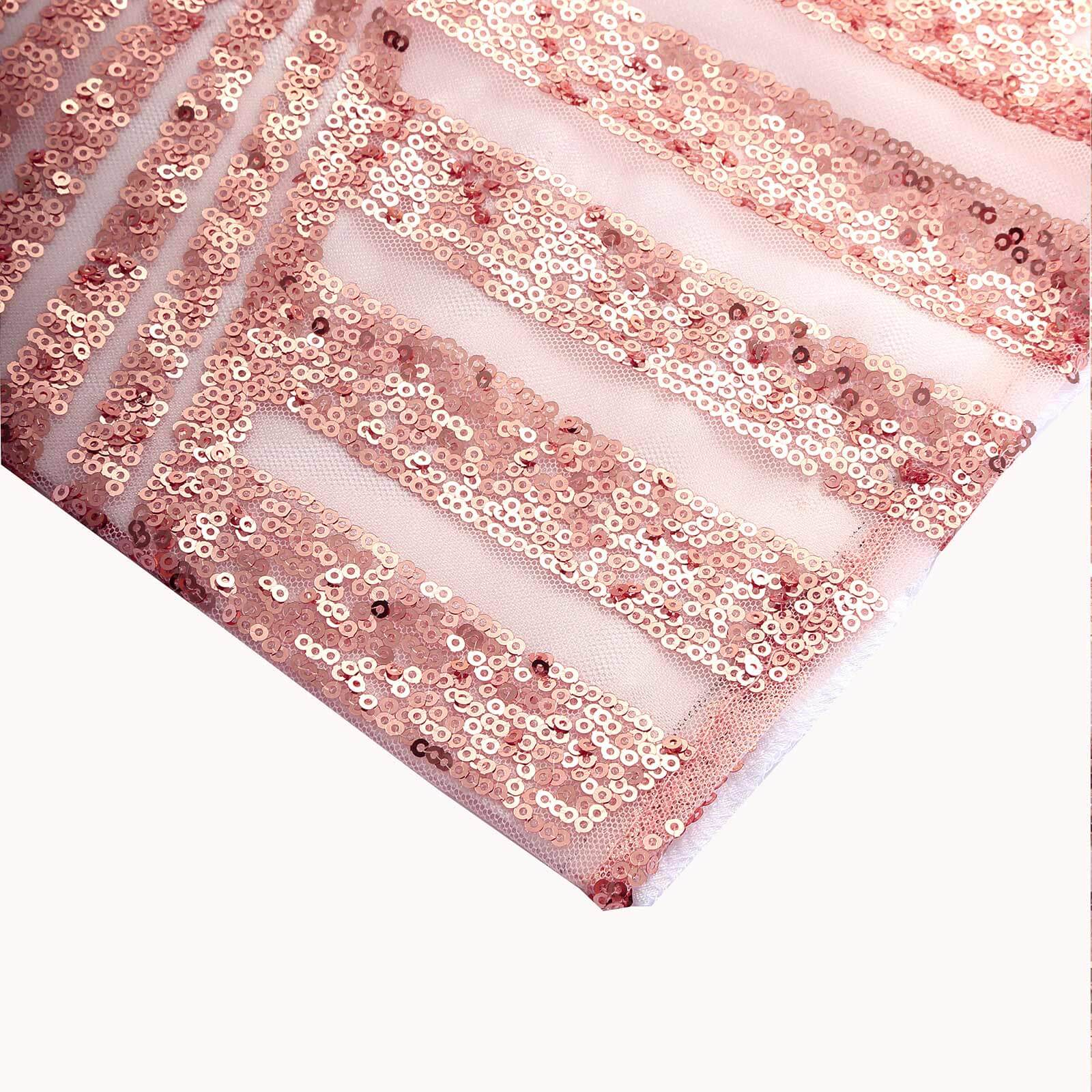 8ftx8ft Rose Gold Geometric Sequin Event Curtain Drapes with Satin Backing, Seamless Opaque Sparkly Backdrop Event Panel in Diamond Glitz Pattern