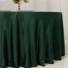 Lamour Satin 120" Round Tablecloth Hunter Emerald Green - Seamless Table Cover with Soft Tempered Sheen