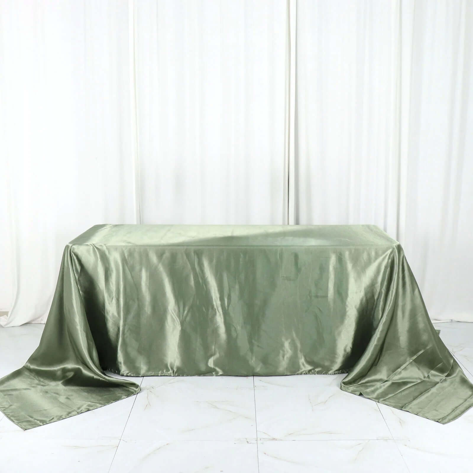 Satin Rectangular 90"x156" Tablecloth Dusty Sage Green - Seamless Table Cover