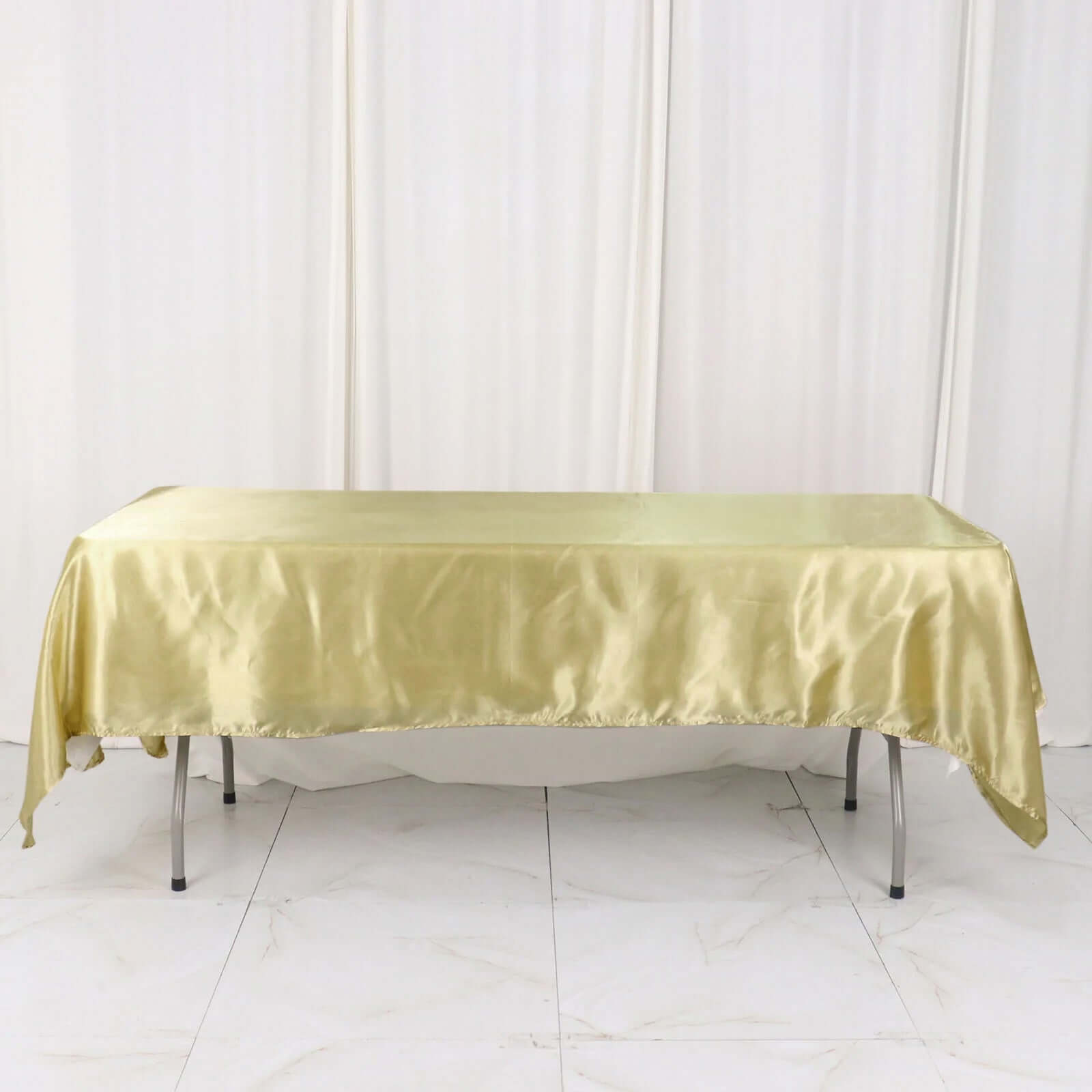 Satin Rectangular 60"x102" Tablecloth Champagne - Smooth and Lustrous Table Cover