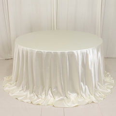 Scuba Round 132" Tablecloth Shimmering Pearl White - Wrinkle Free, Stain Resistant & Seamless Table Cover