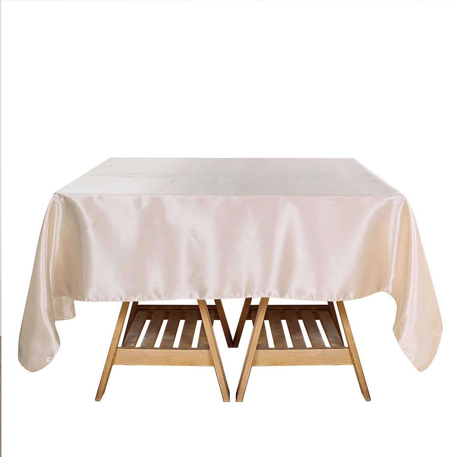 Satin 72"x72" Table Overlay Square Tablecloth Beige - Smooth Finish Table Cover
