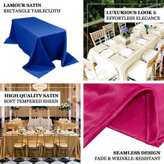 Lamour Satin 90"x156" Rectangle Tablecloth Silver - Luxurious, Soft Seamless Table Cover