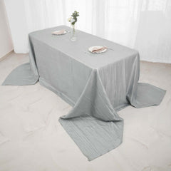 Taffeta 90"x156" Rectangle Tablecloth Silver - Accordion Crinkle Seamless Table Cover