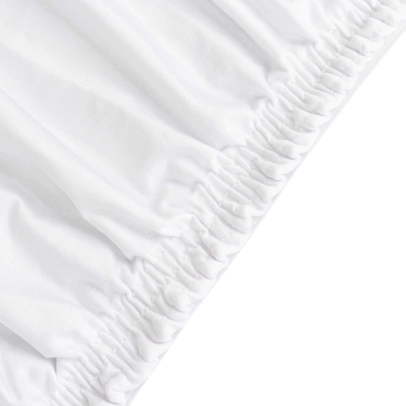 Stretch Spandex 48"x30" Rectangle Tablecloth Top Cover White - Durable Form-Fitting Table Cover for Events & Presentations