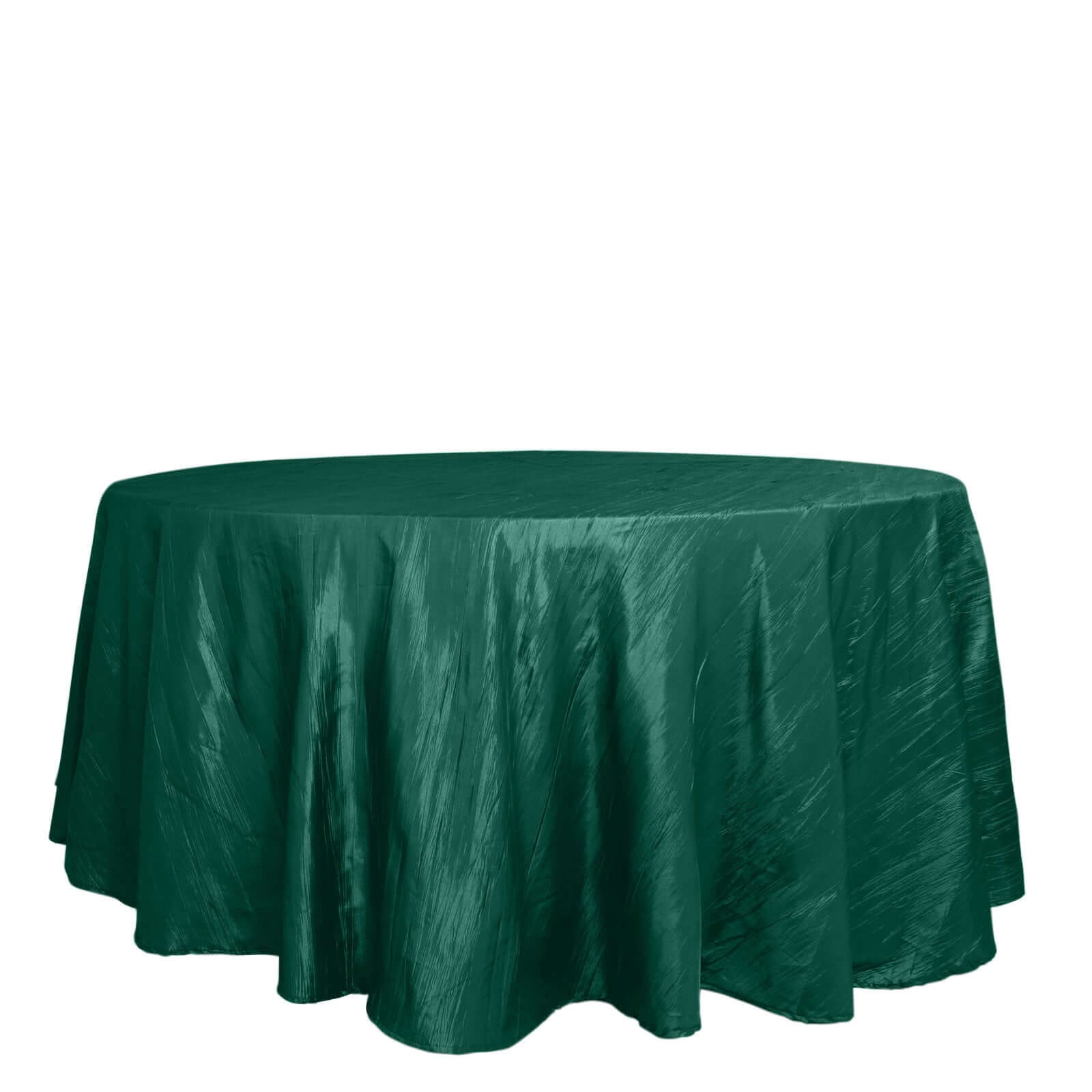 Taffeta 120" Round Tablecloth Hunter Emerald Green - Seamless Accordion Crinkle Table Cover